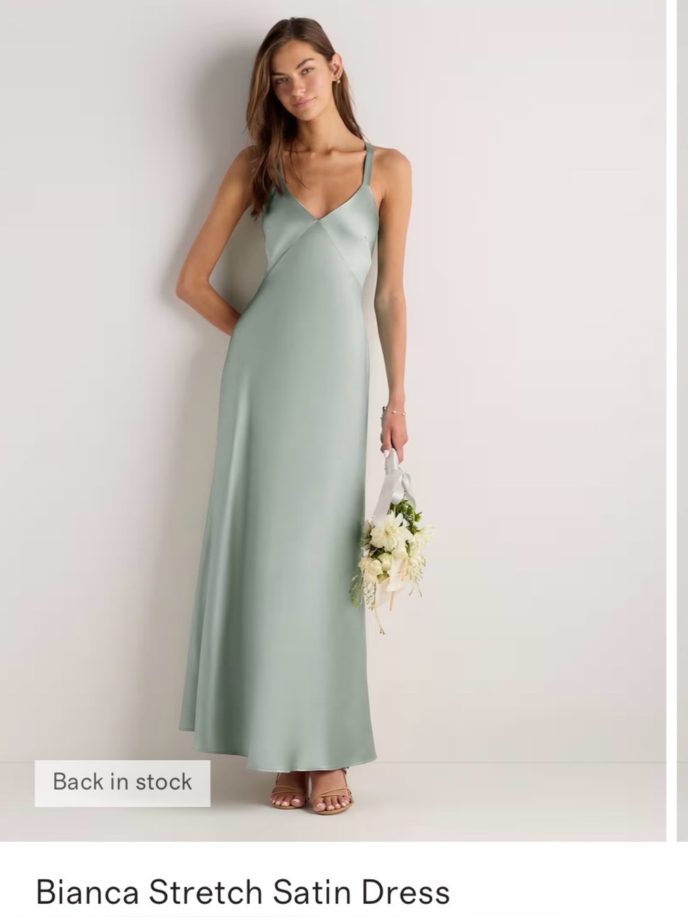 Bianca Stretch Satin Slip Dress in Sage Green
